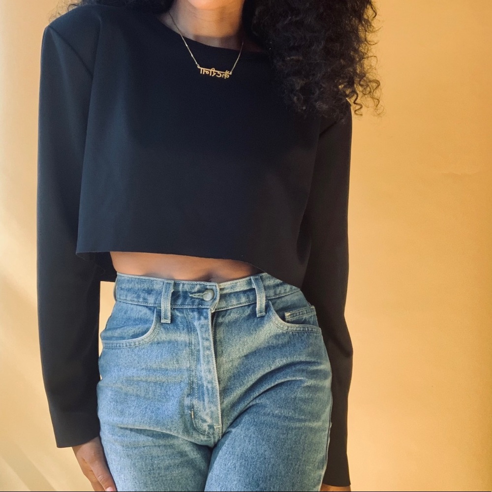 Crop Shirt w/ Shoulder Pads